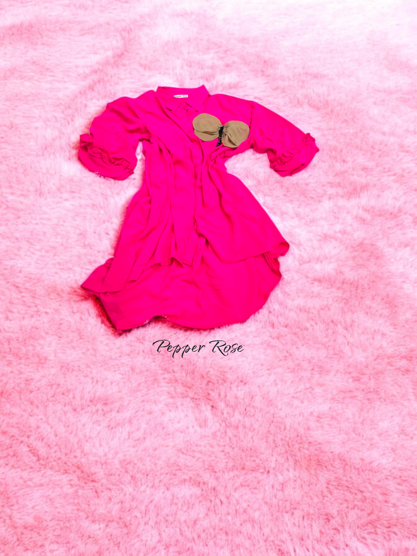 Ziya satin oversized shirt cum dress - Pink