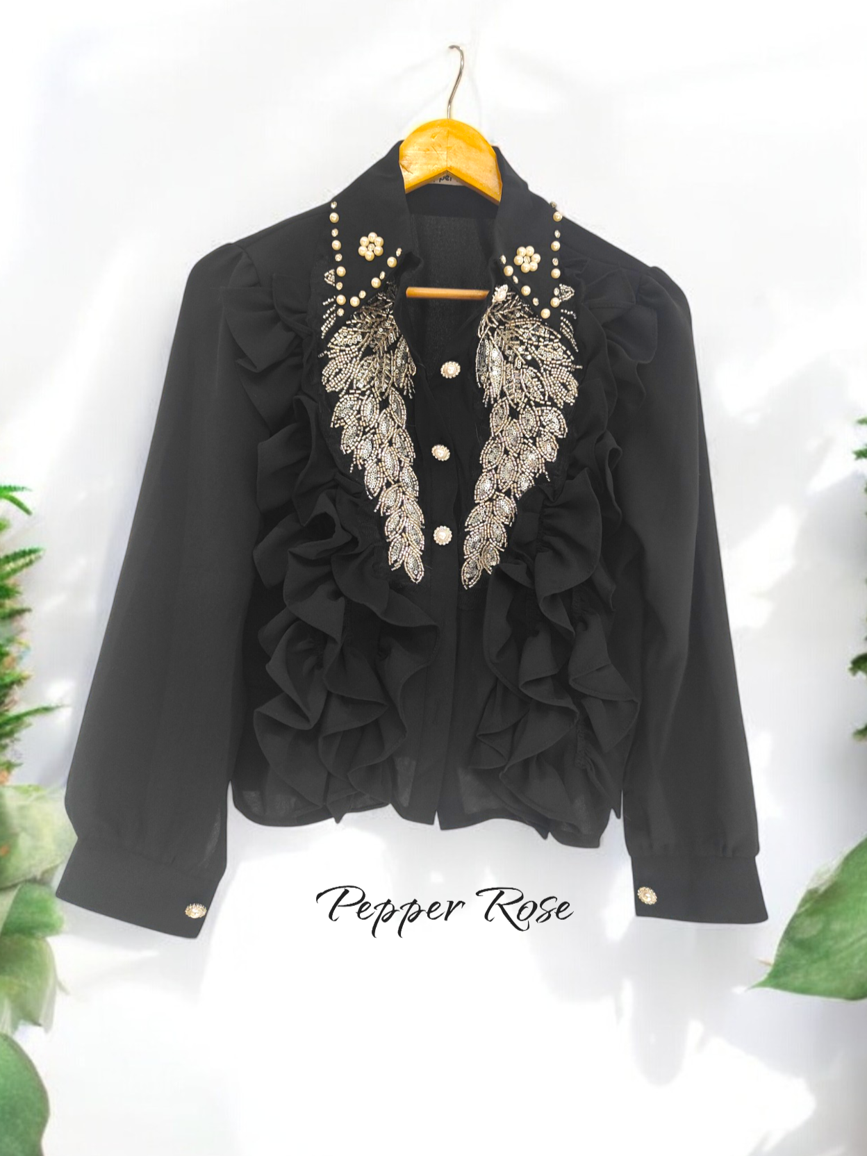 Sezonu Embellish Shirt - Black