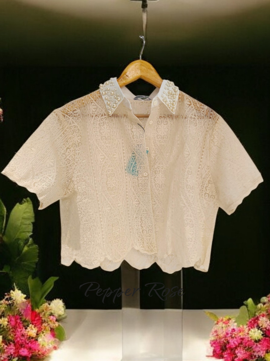 Abigal embellished blouse shirt - offwhite