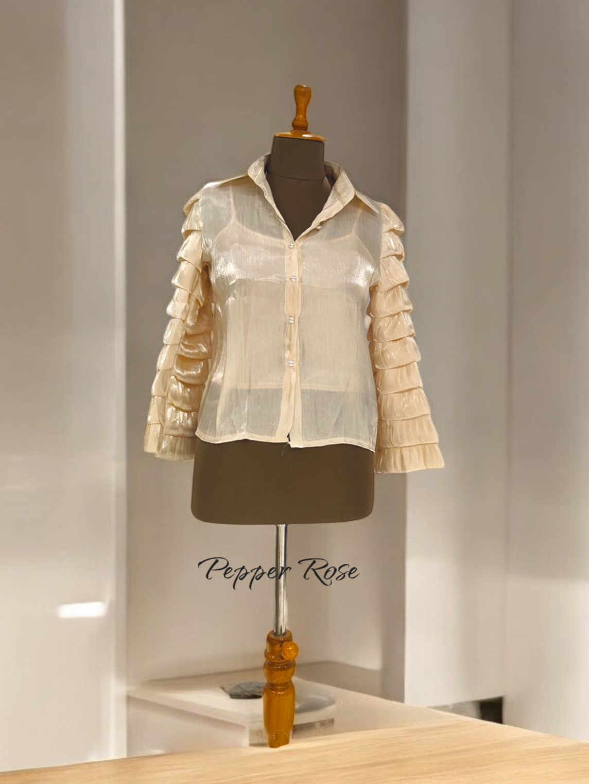 Riza Glass Organza Shirt - Offwhite