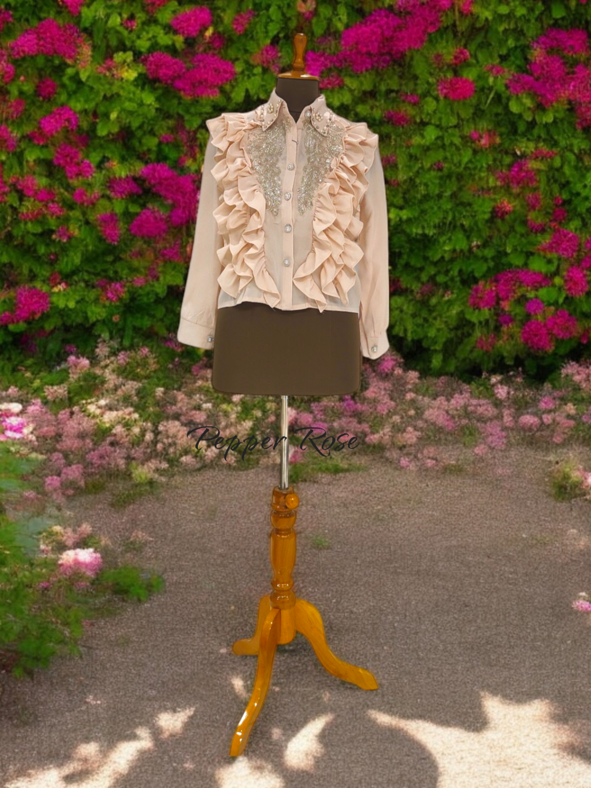 Sezonu Embellish Shirt - Light peach