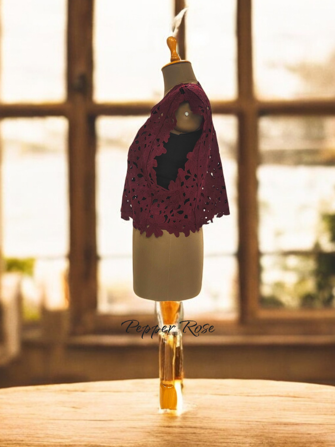 Charlotte lace top - Maroon