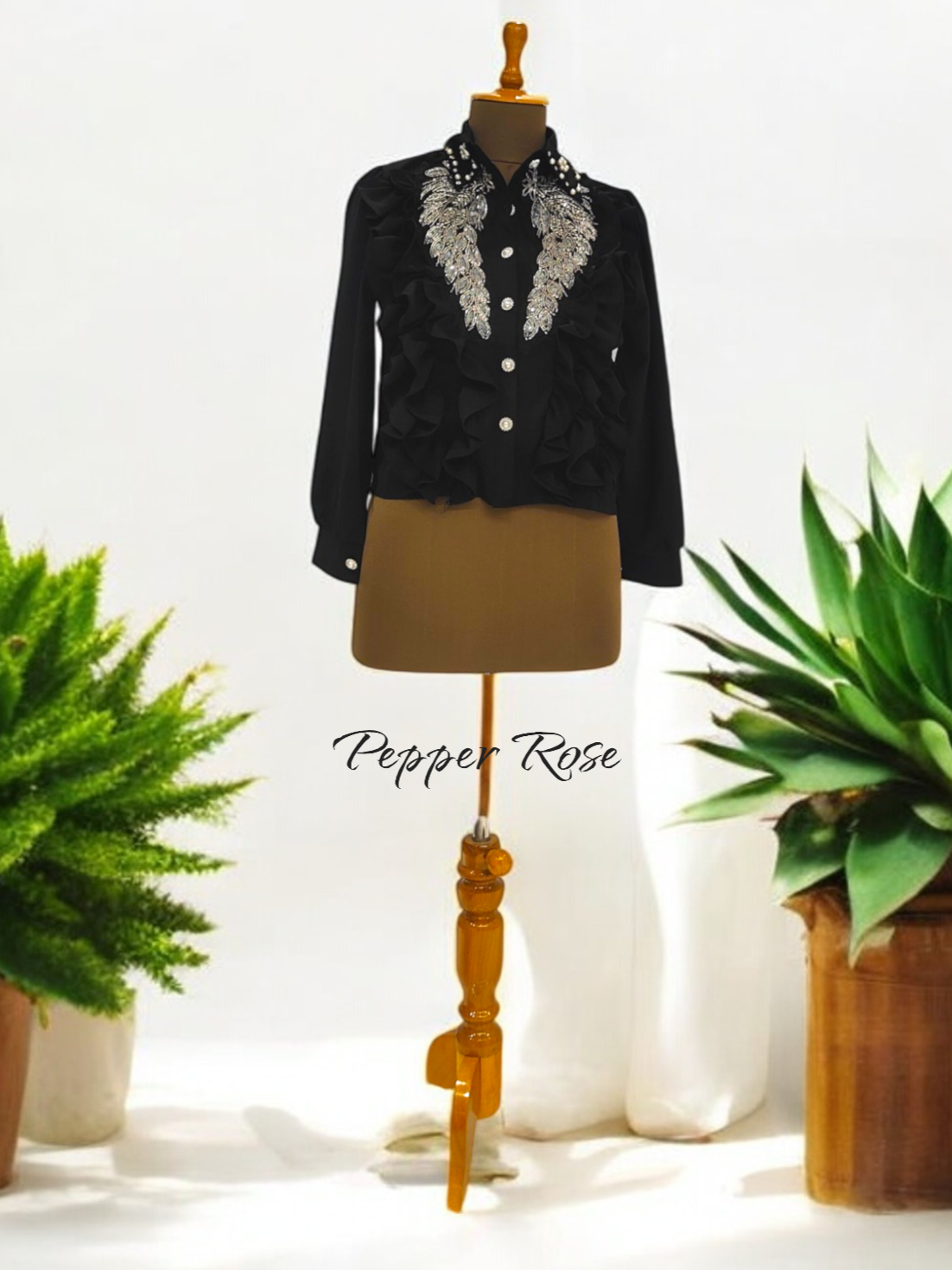 Sezonu Embellish Shirt - Black