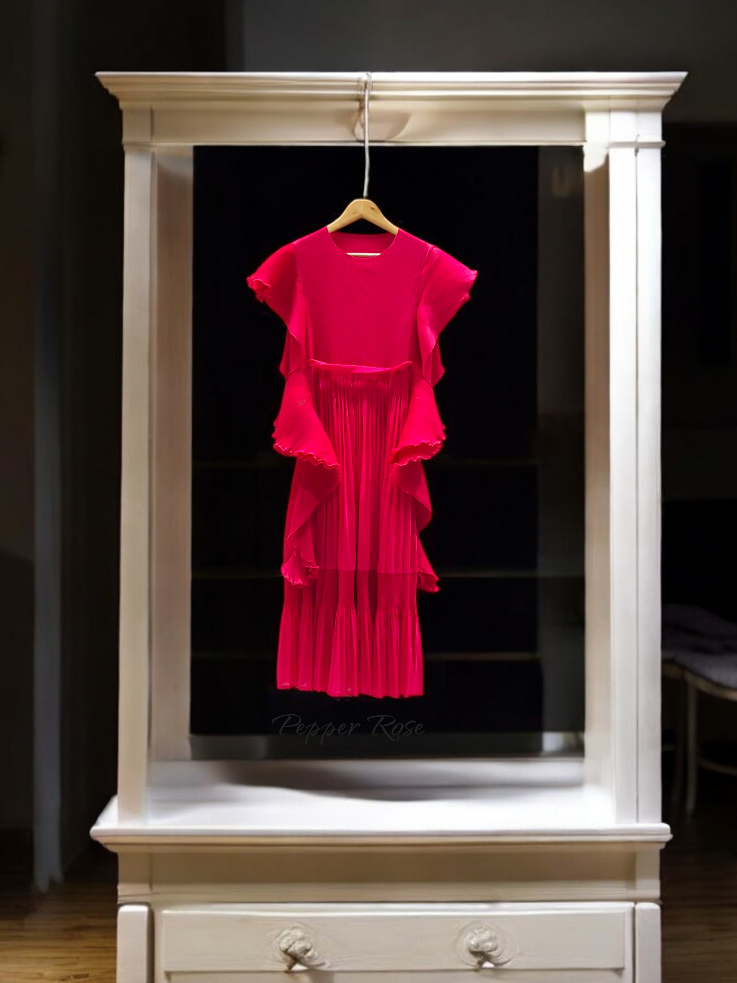 Miyake Ruffles pleated Dress - Pink