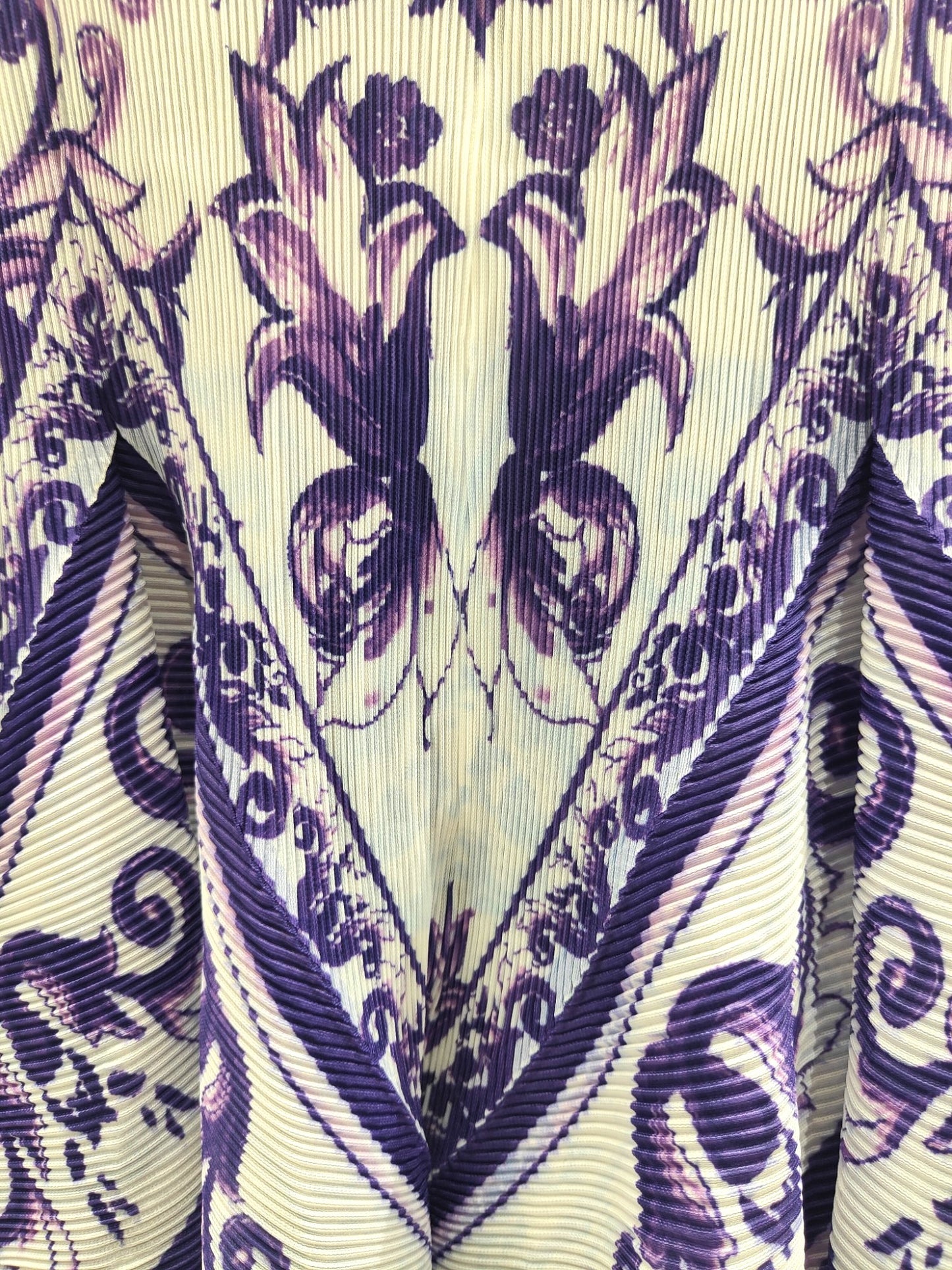 Miyake Pleated Porcelain print Retro Dress - Purple & White