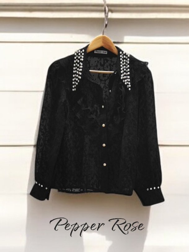 Shasmi embellished shirt - black