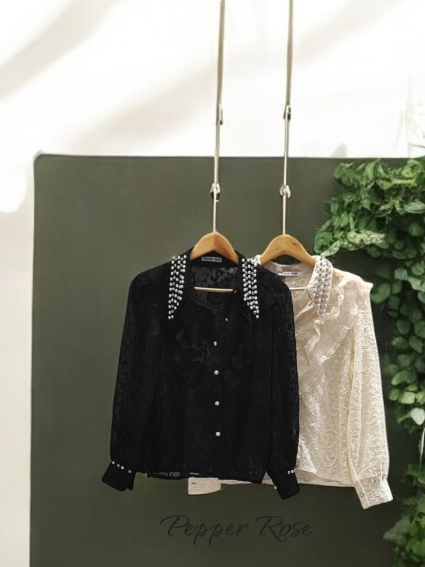 Shasmi embellished shirt - black