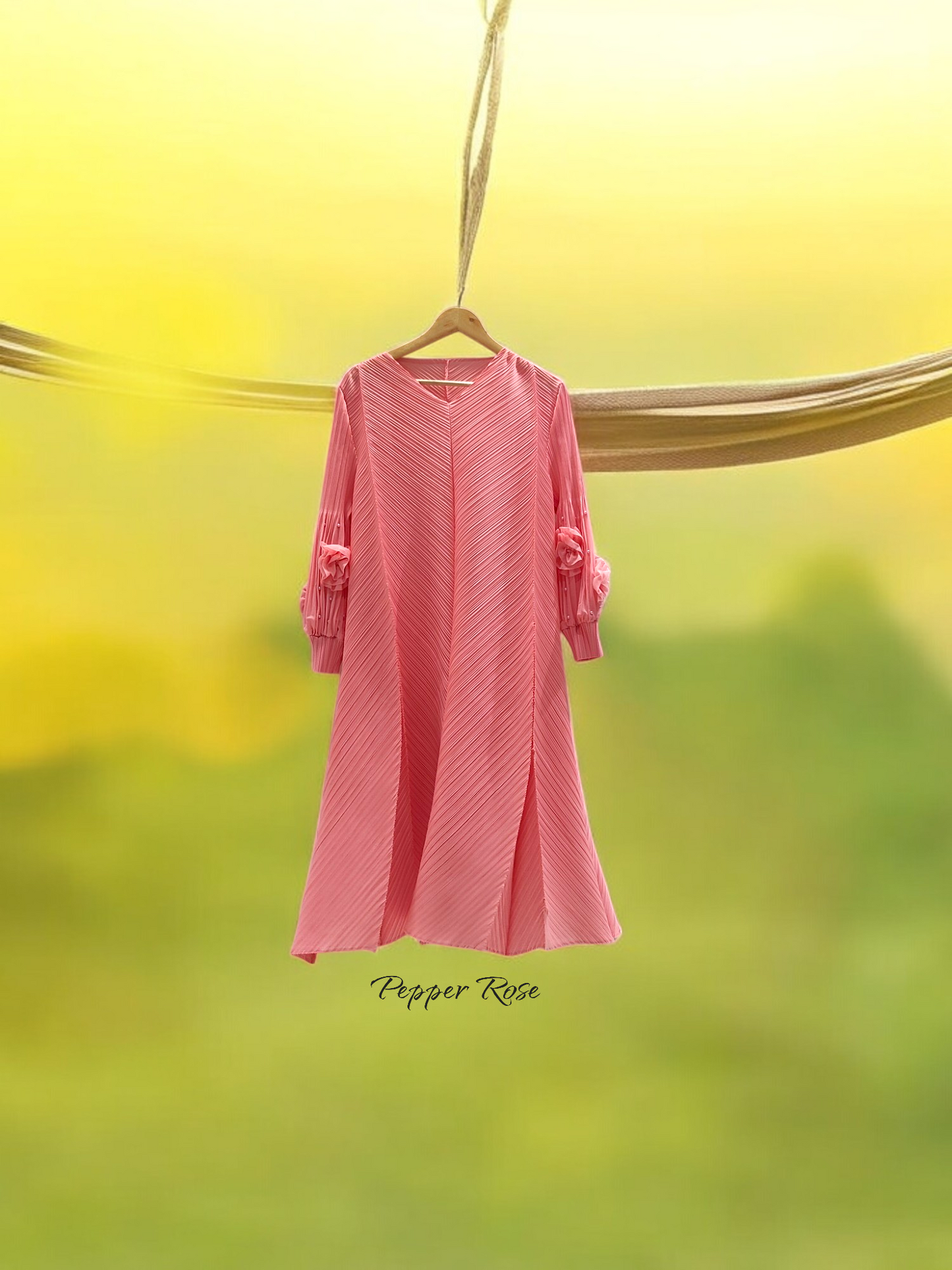 Miyake Mystic Asymmetrical Pleated Dress - Pink