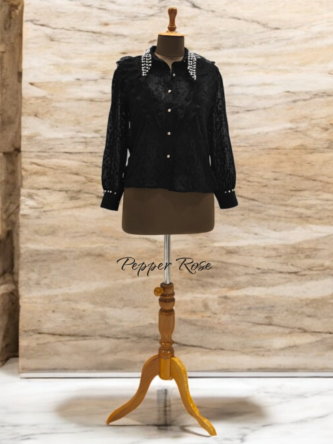 Shasmi embellished shirt - black