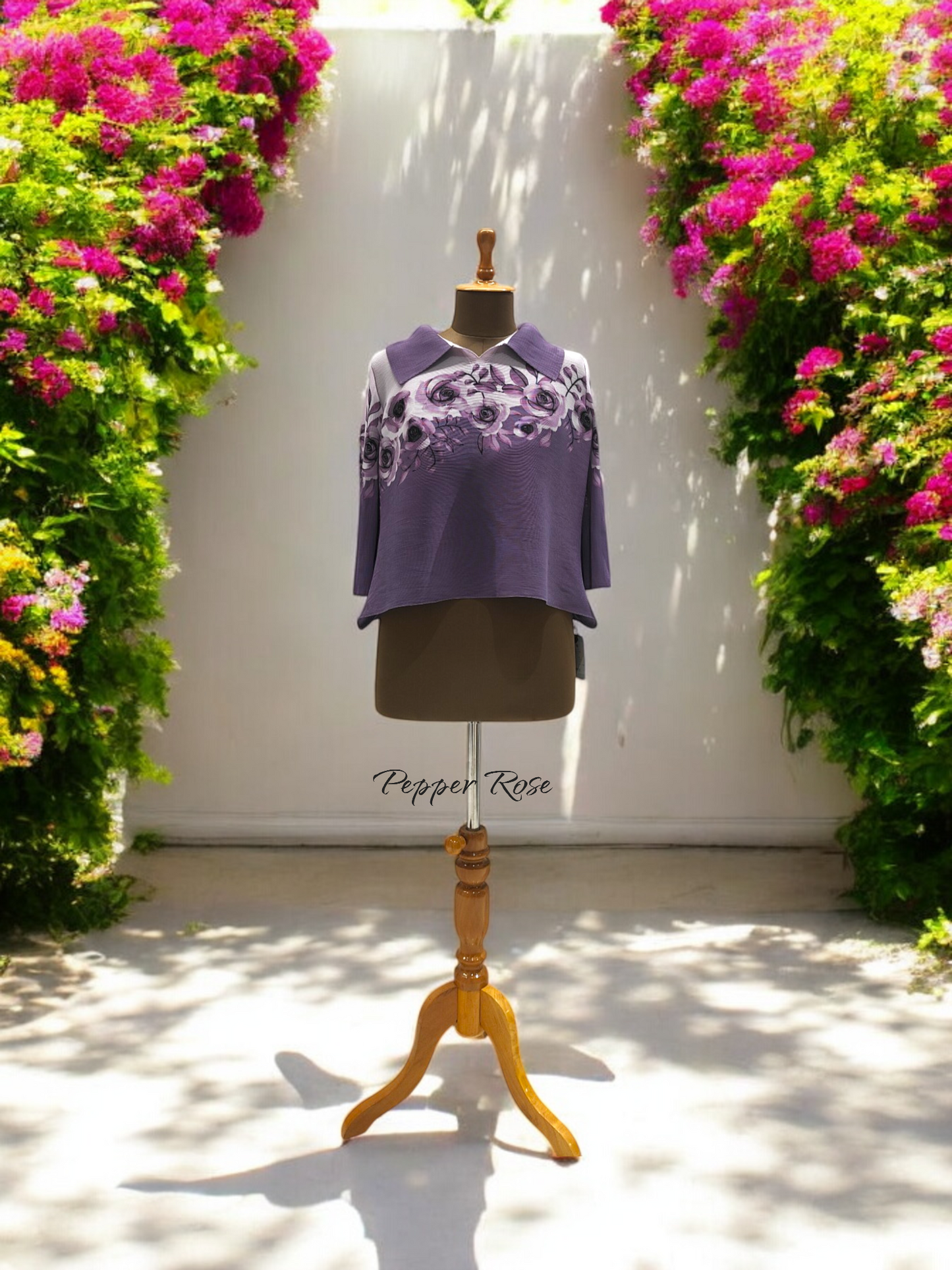 Miyake Pleated floral printed top - Lavender