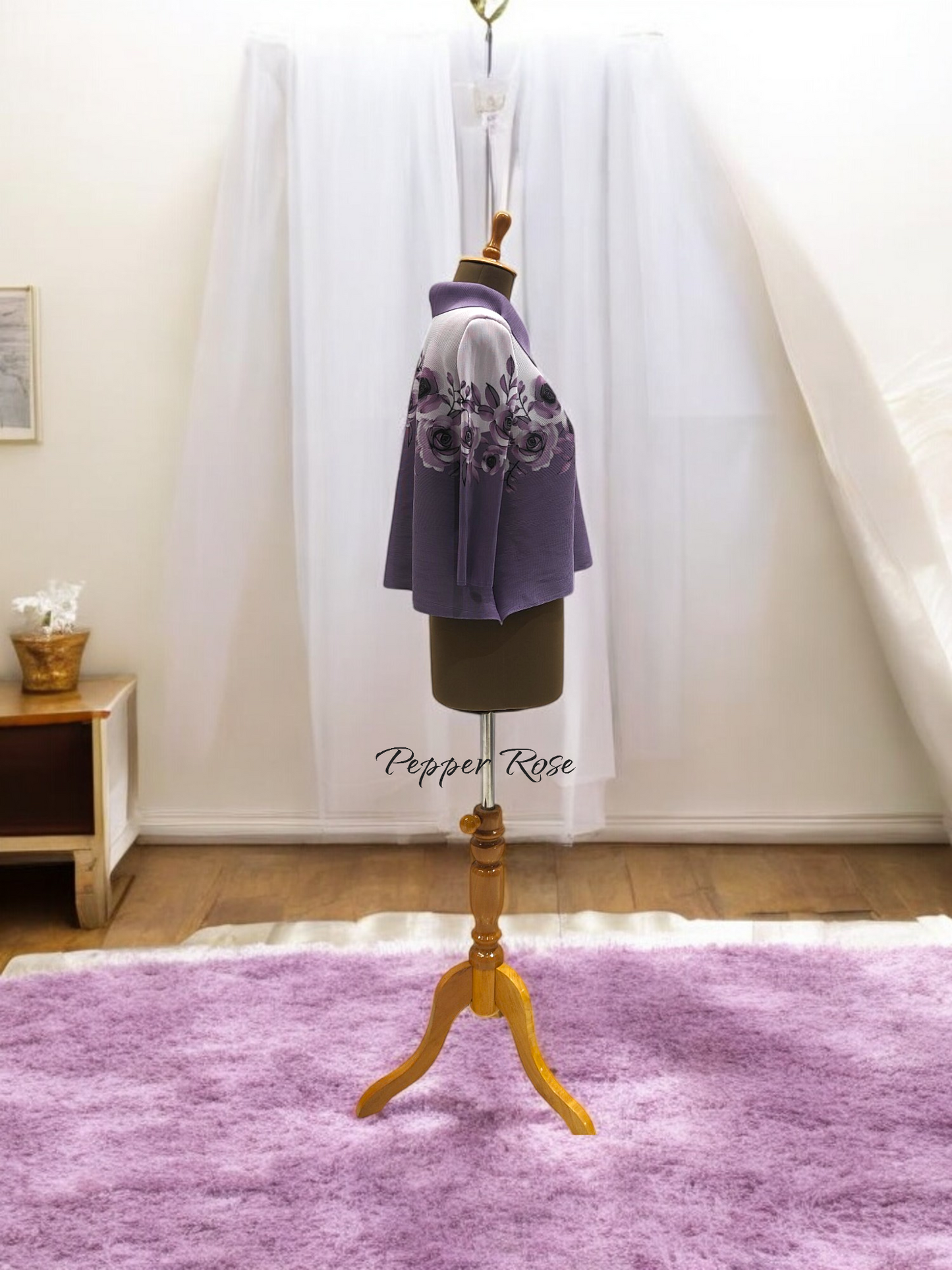 Miyake Pleated floral printed top - Lavender