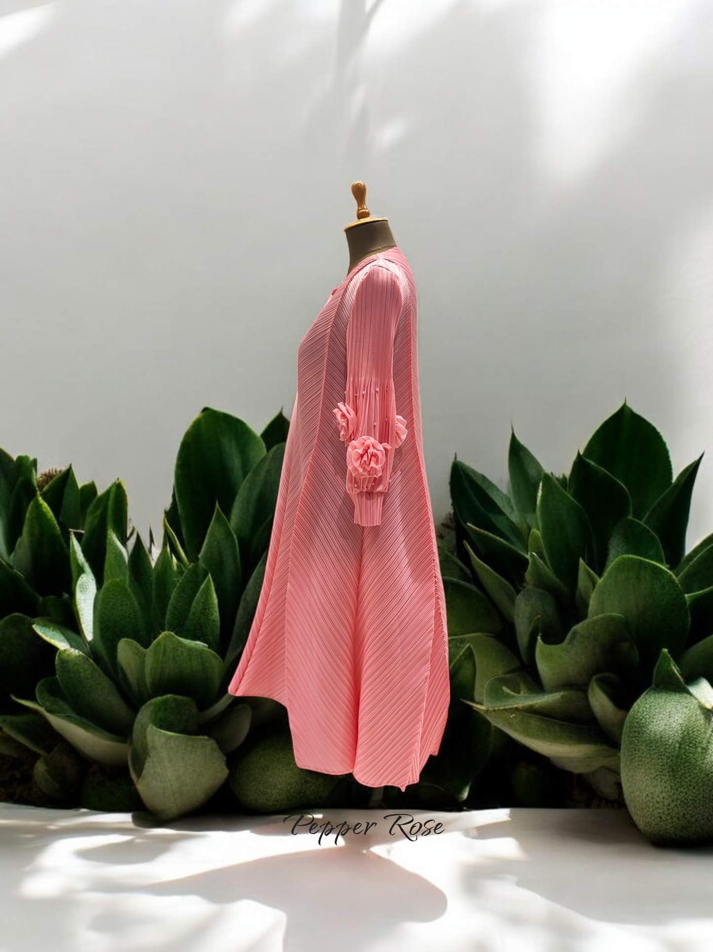 Miyake Mystic Asymmetrical Pleated Dress - Pink