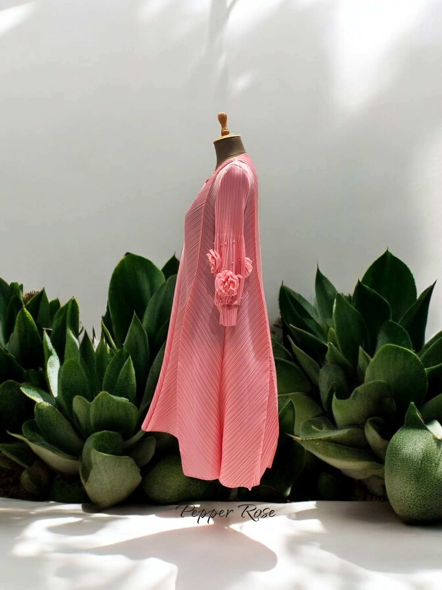 Miyake Mystic Asymmetrical Pleated Dress - Pink