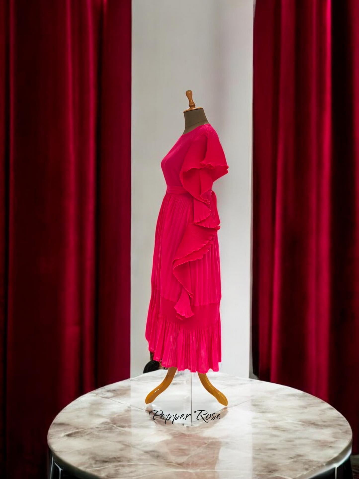 Miyake Ruffles pleated Dress - Pink