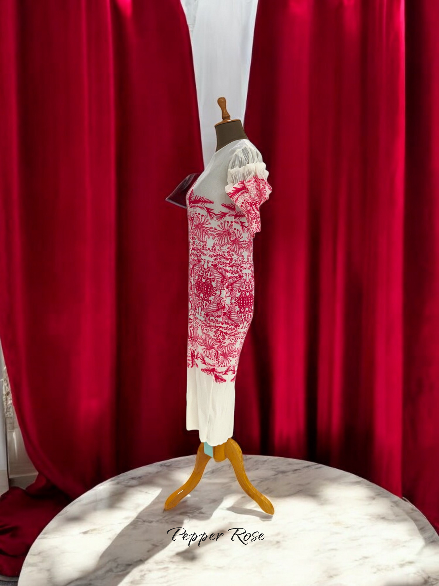 Miyake pleated printed bodycon Dress - White & Pink