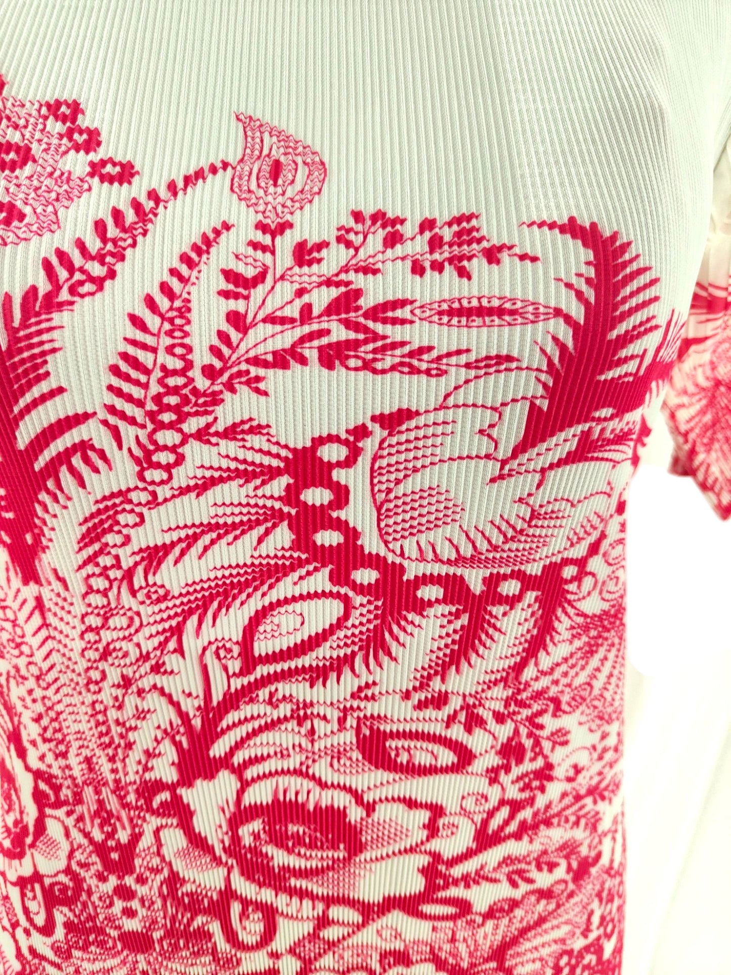 Miyake pleated printed bodycon Dress - White & Pink