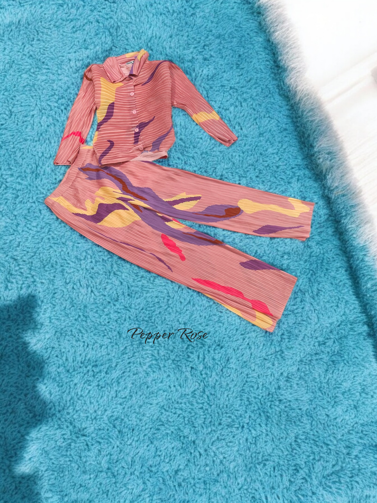 Miyake Pleated Co-Ord set - Pink