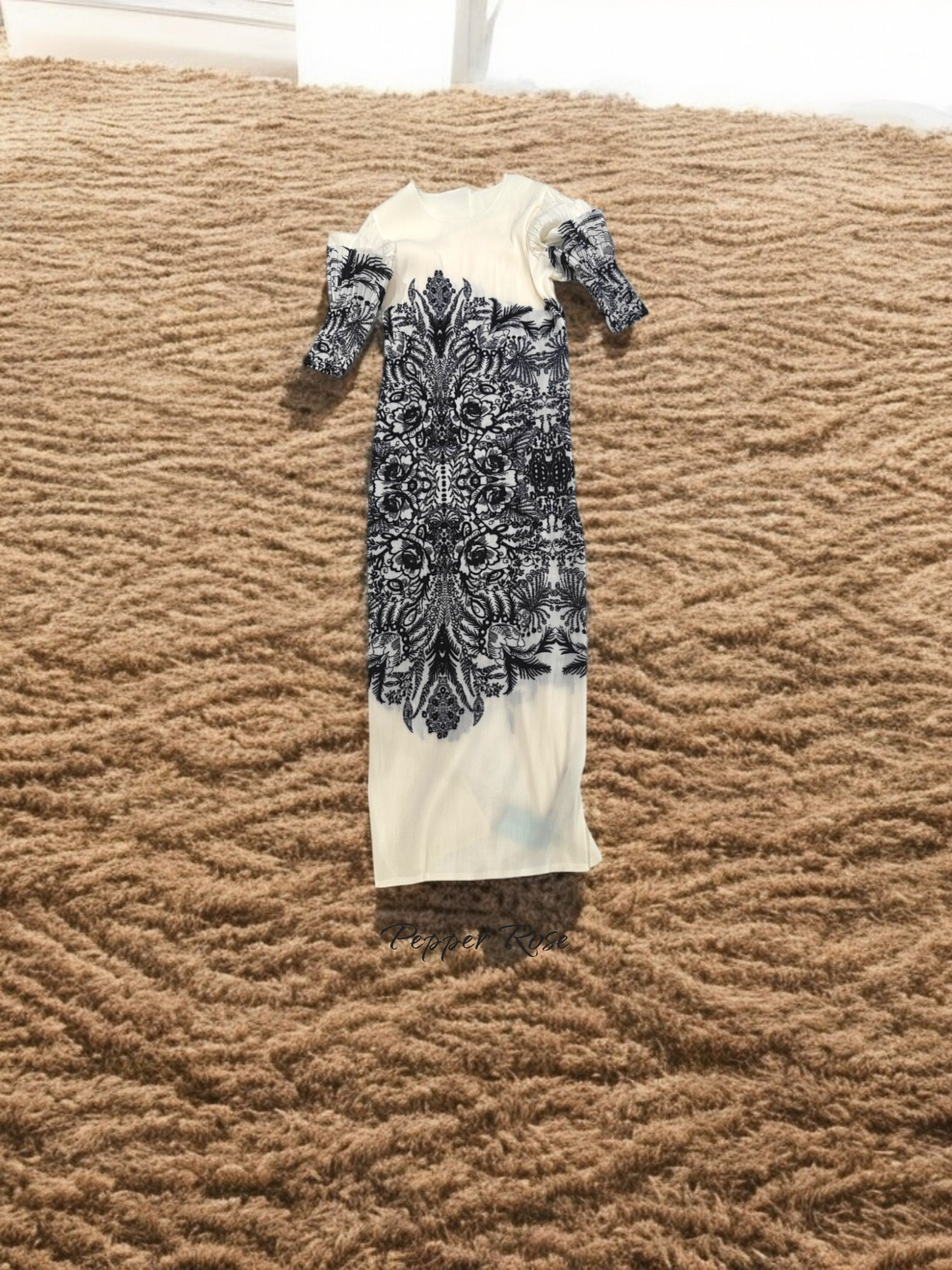 Miyake pleated printed bodycon Dress - Black & White
