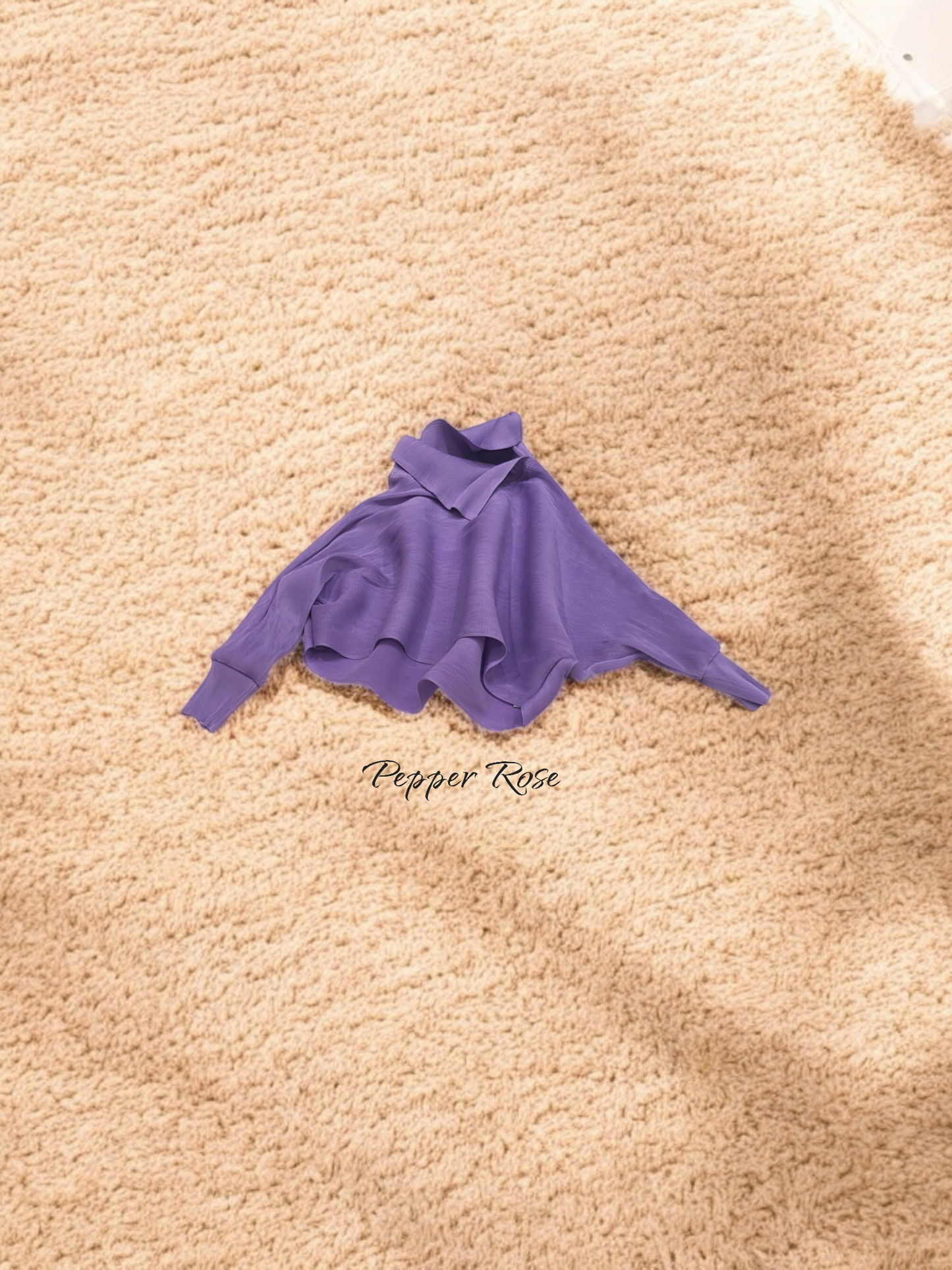 Miyake Pleated plain top with Turtleneck - Lavender
