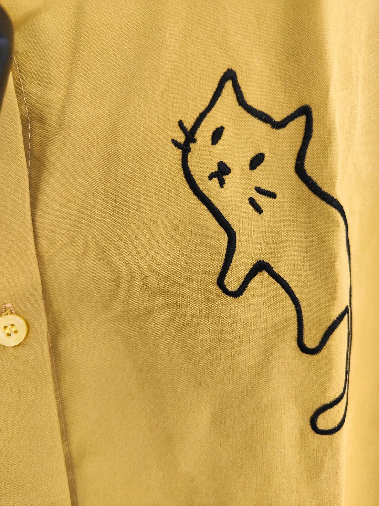 Ramaira Shirt With Cat Print - Mustard Yellow