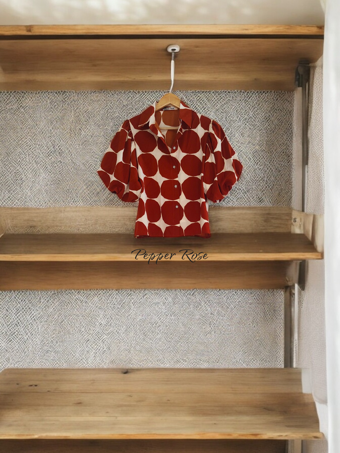 Eva Geometric Printed Shirt - Red