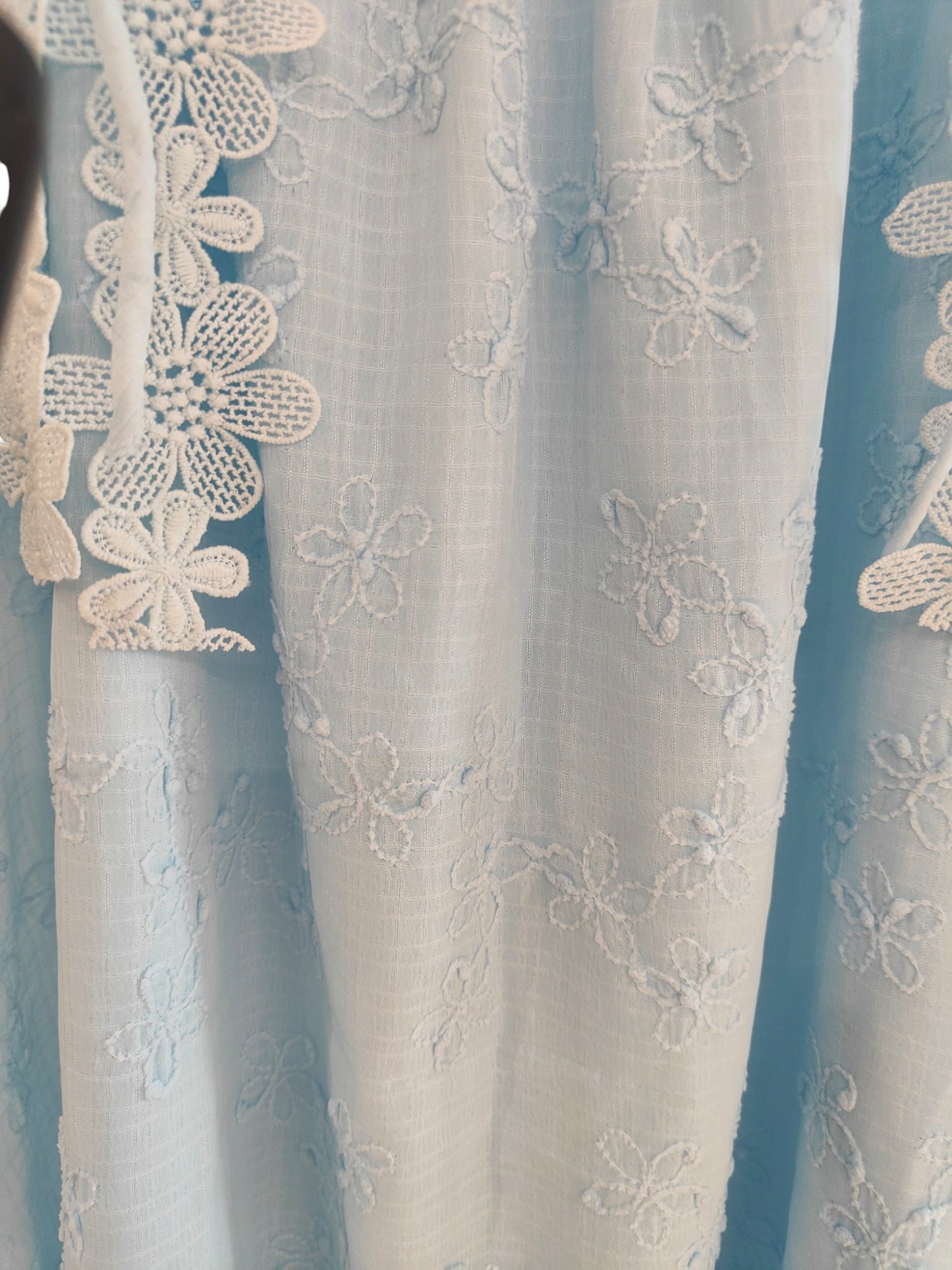 Raisa Floral Embroidery Dress - Blue