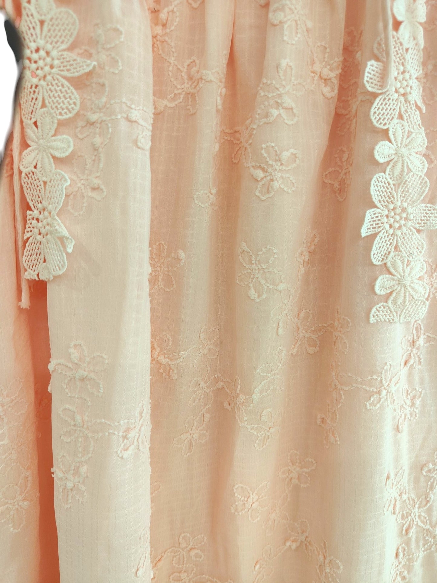 Raisa Floral Embroidery Dress - Peach
