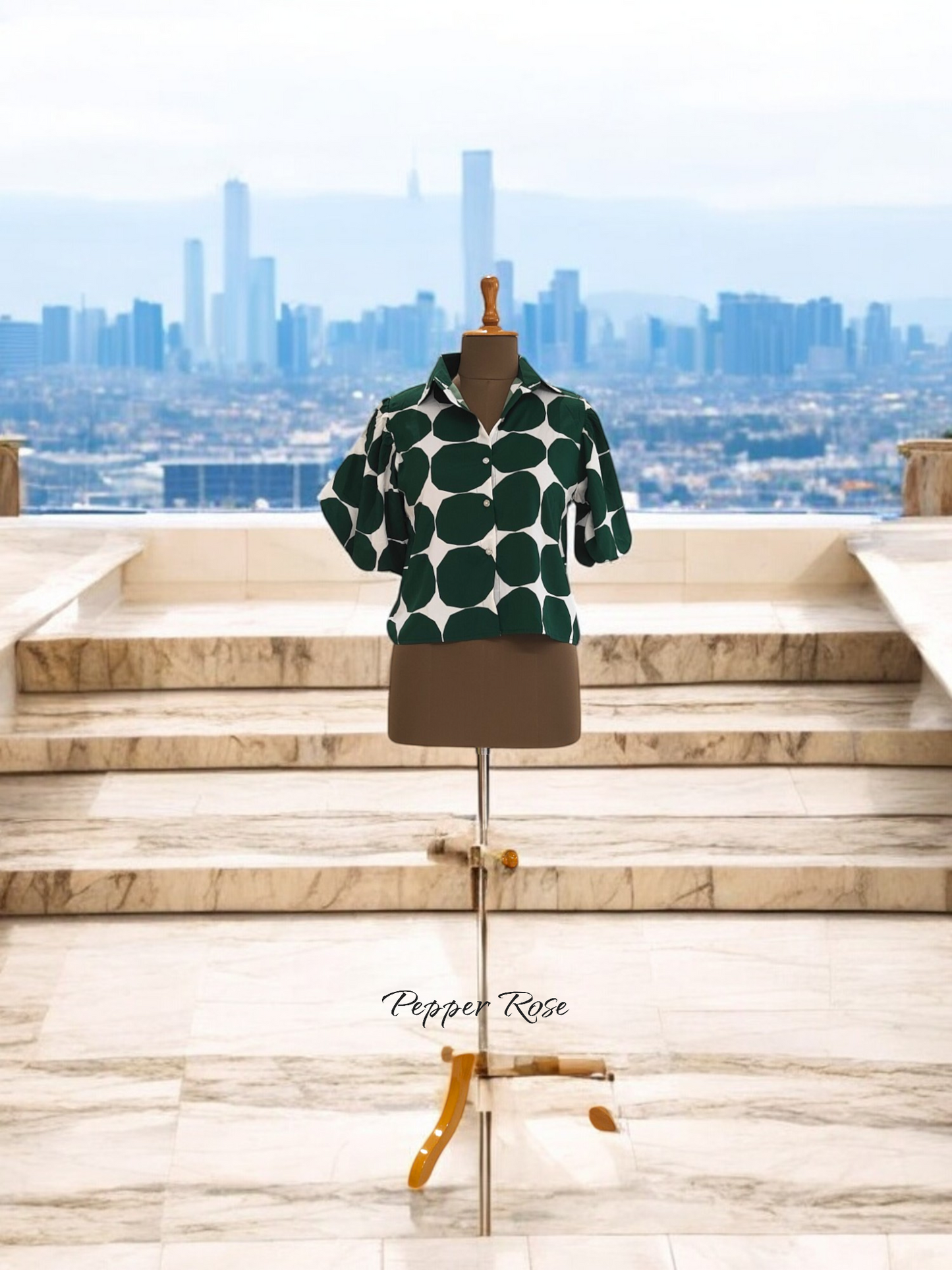Eva Geometric Printed Shirt - Green