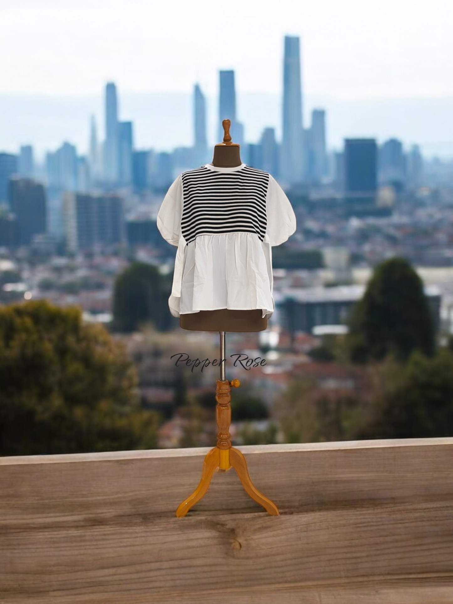 Hera Striped Top With Adjustable Strap - Black/White