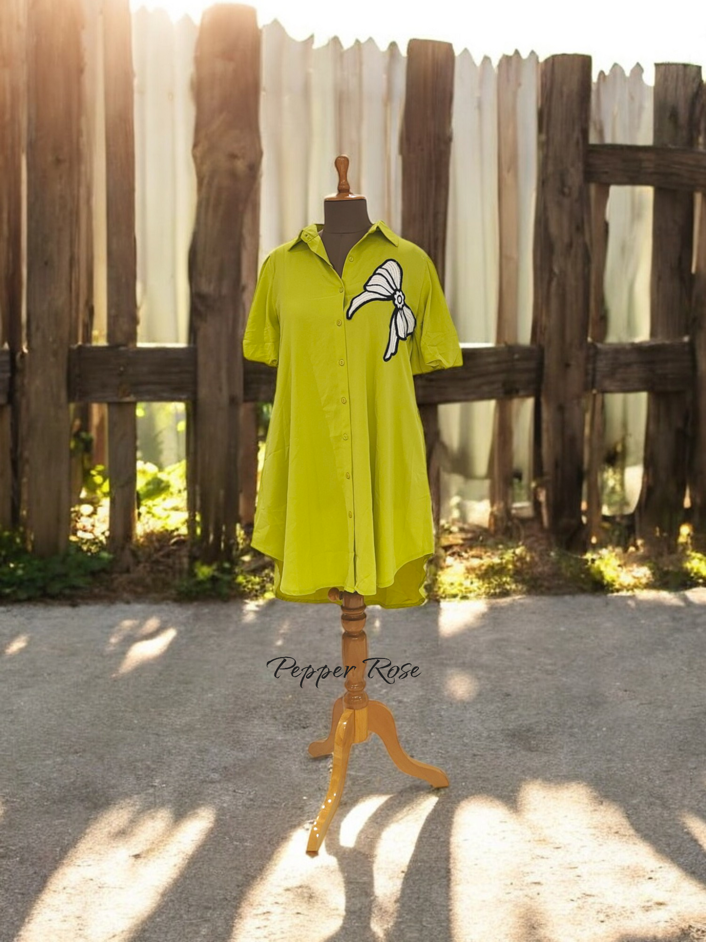 Lia Satin Shirt cum dress - Fluorescent Green