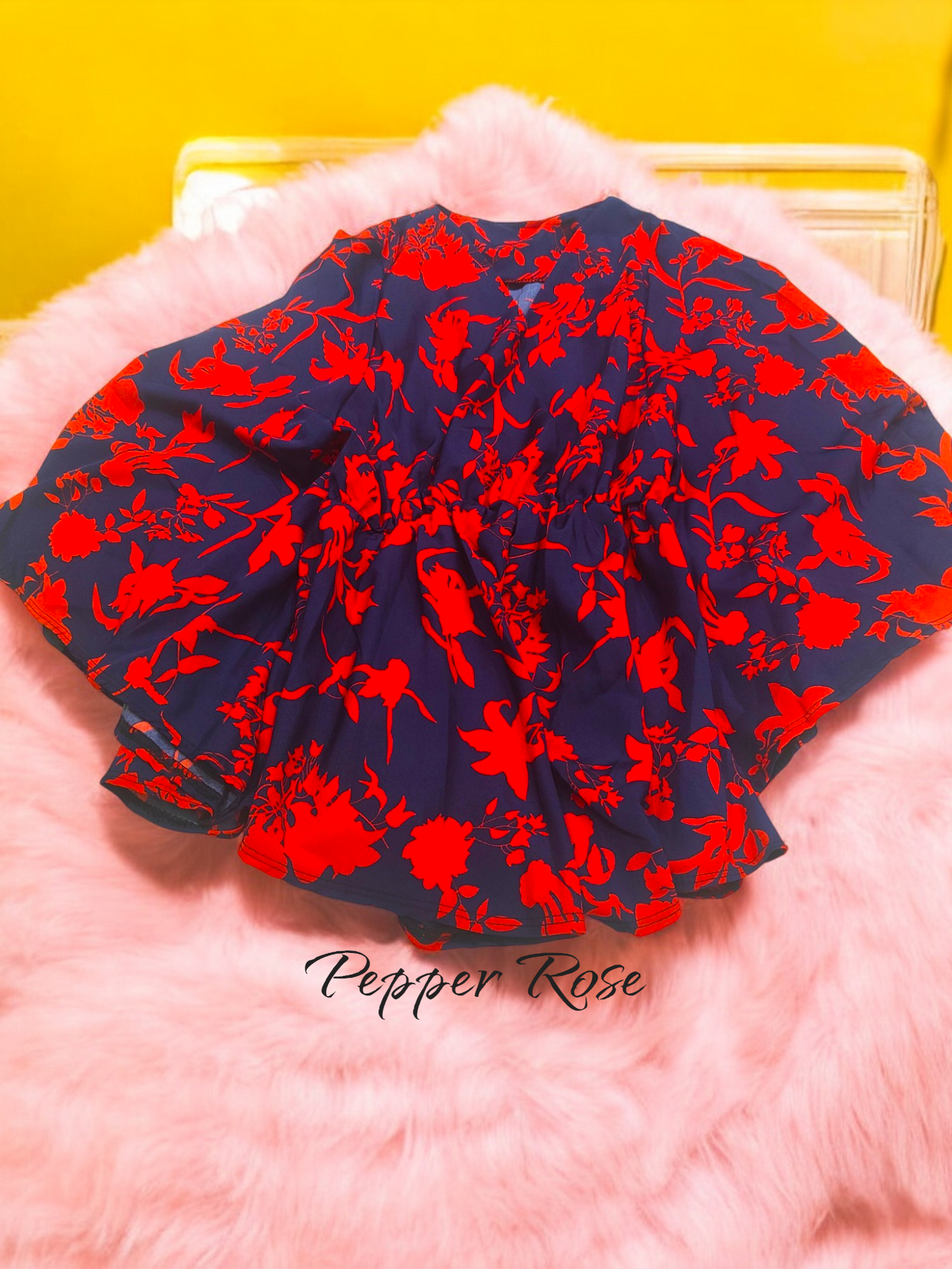 Blossom Bliss Floral delight digital print kaftan - Blue/Red