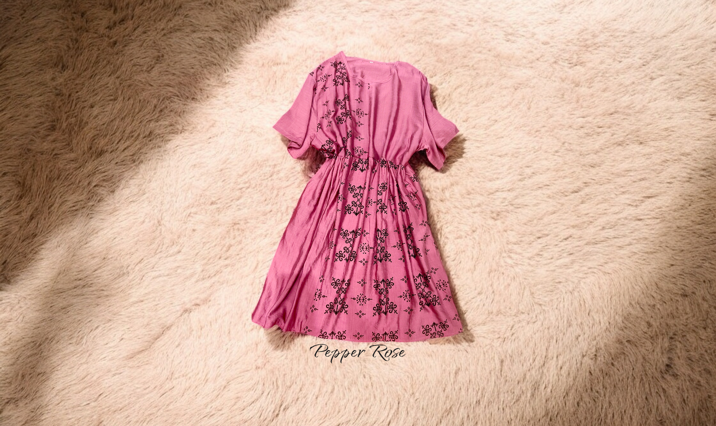 Rivaya Ethnic Motifs Printed top cum dress - Pink
