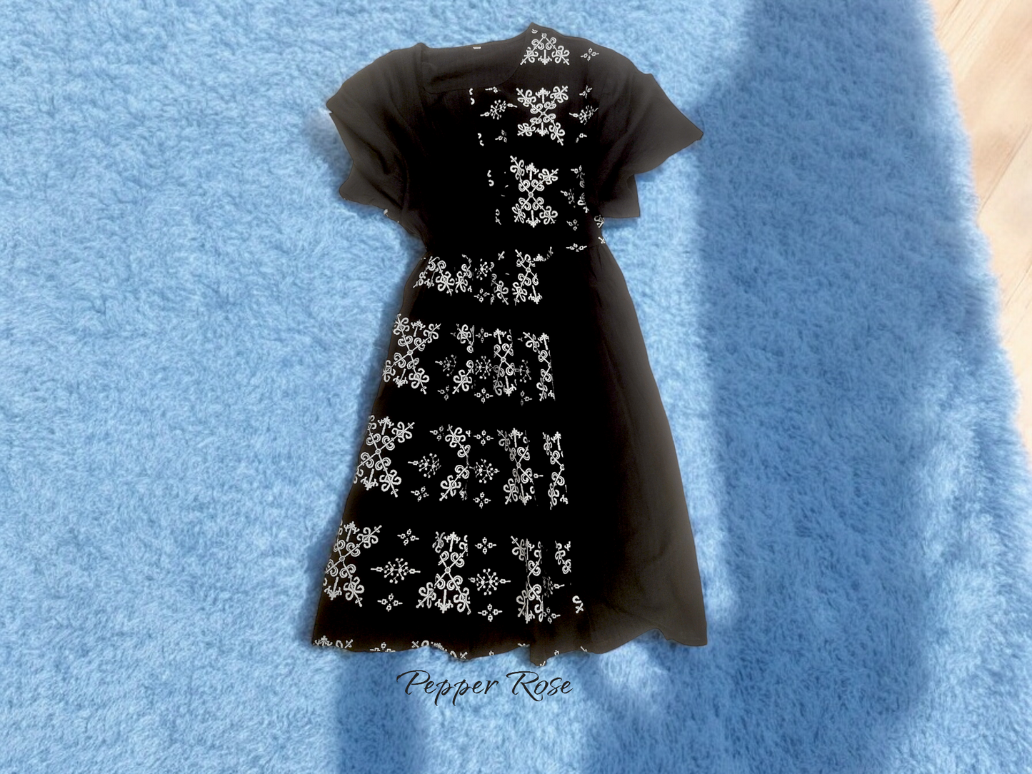 Rivaya Ethnic Motifs Printed top cum dress - Black