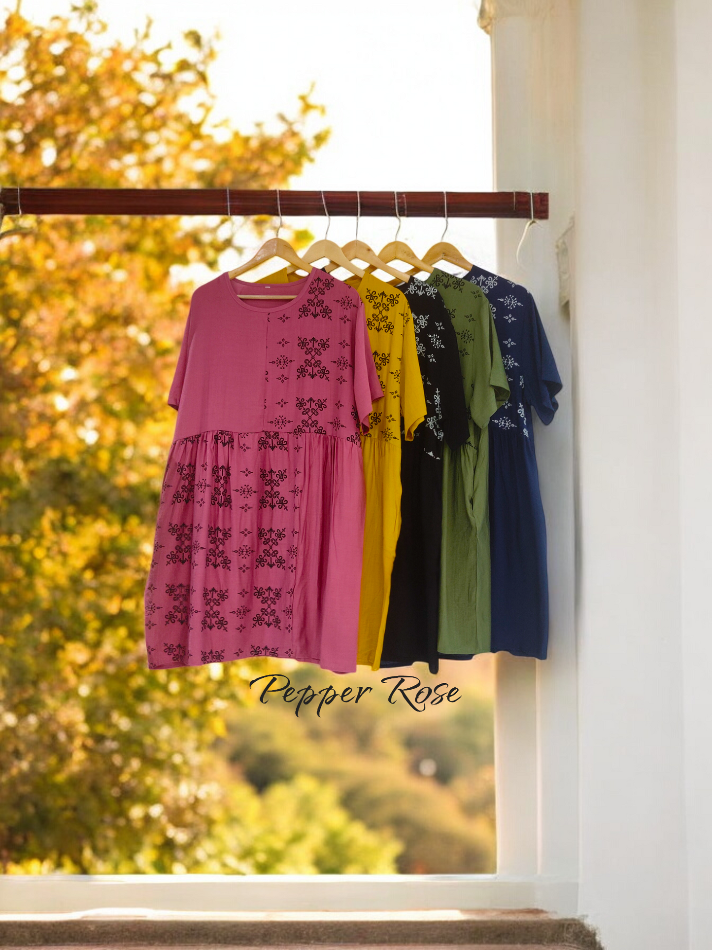 Rivaya Ethnic Motifs Printed top cum dress - Yellow
