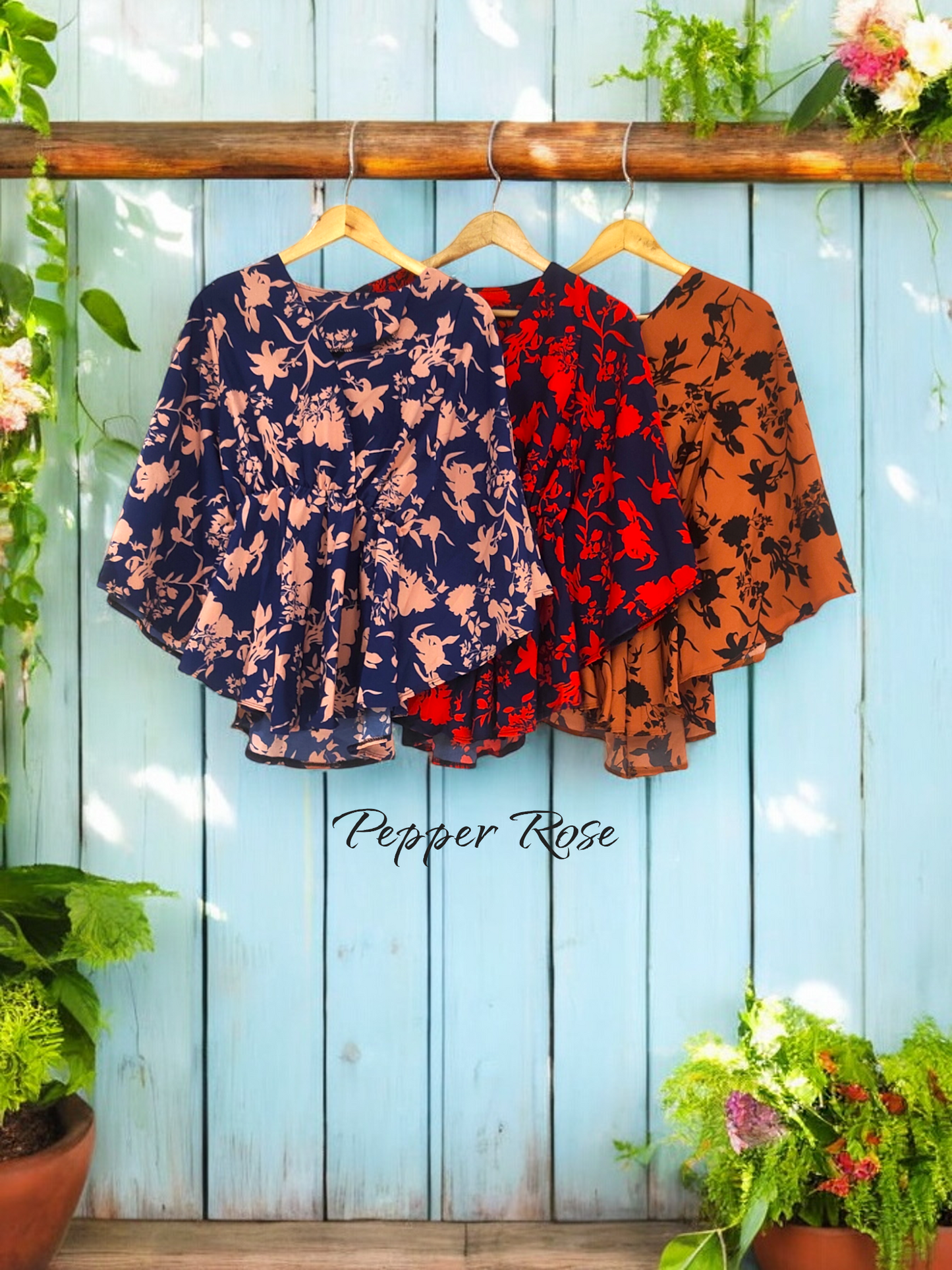 Blossom Bliss Floral delight digital print kaftan - Blue/Red