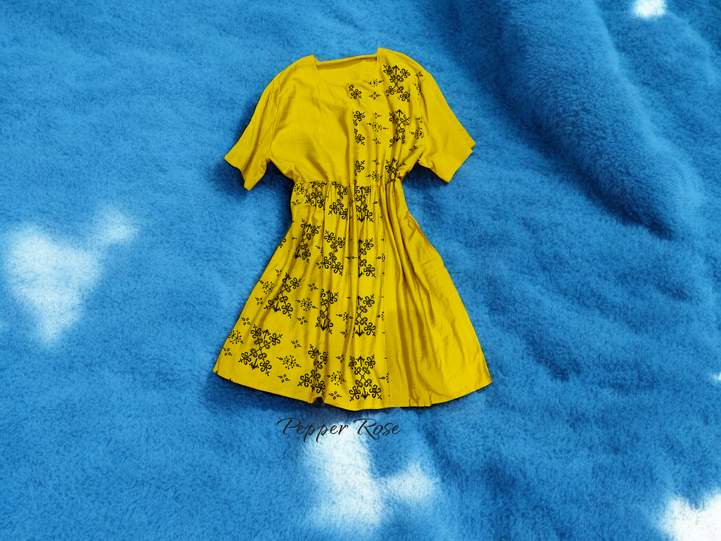 Rivaya Ethnic Motifs Printed top cum dress - Yellow